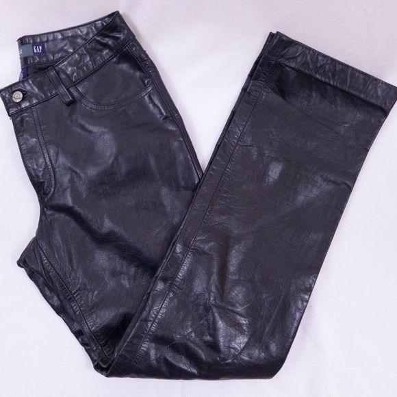 Vintage Gap Bootcut 100% Leather Pants Size 4 - Picture 1 of 4